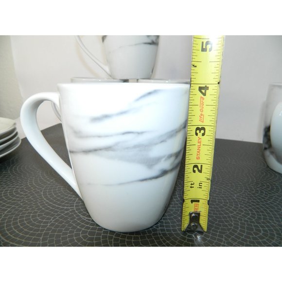 Marble Design Mugs Set of 4 H2K Home to Kitchen Porcelain Marble Effect Cups - Picture 5 of 12